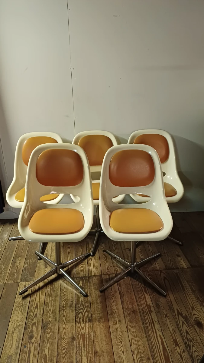 Set van 5 vintage draaistoelen