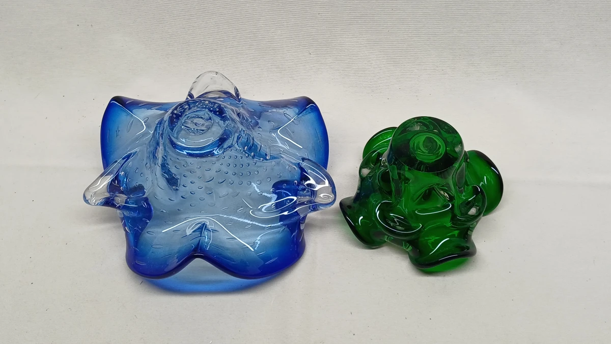 Set van 2 decoratieve glazen schalen in Murano stijl