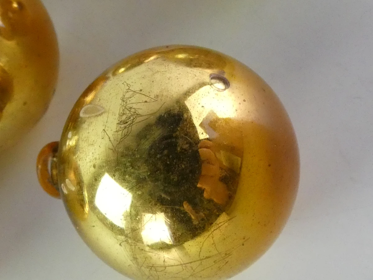 9 vintage ajeko kerstballen goud/zilverkleurig