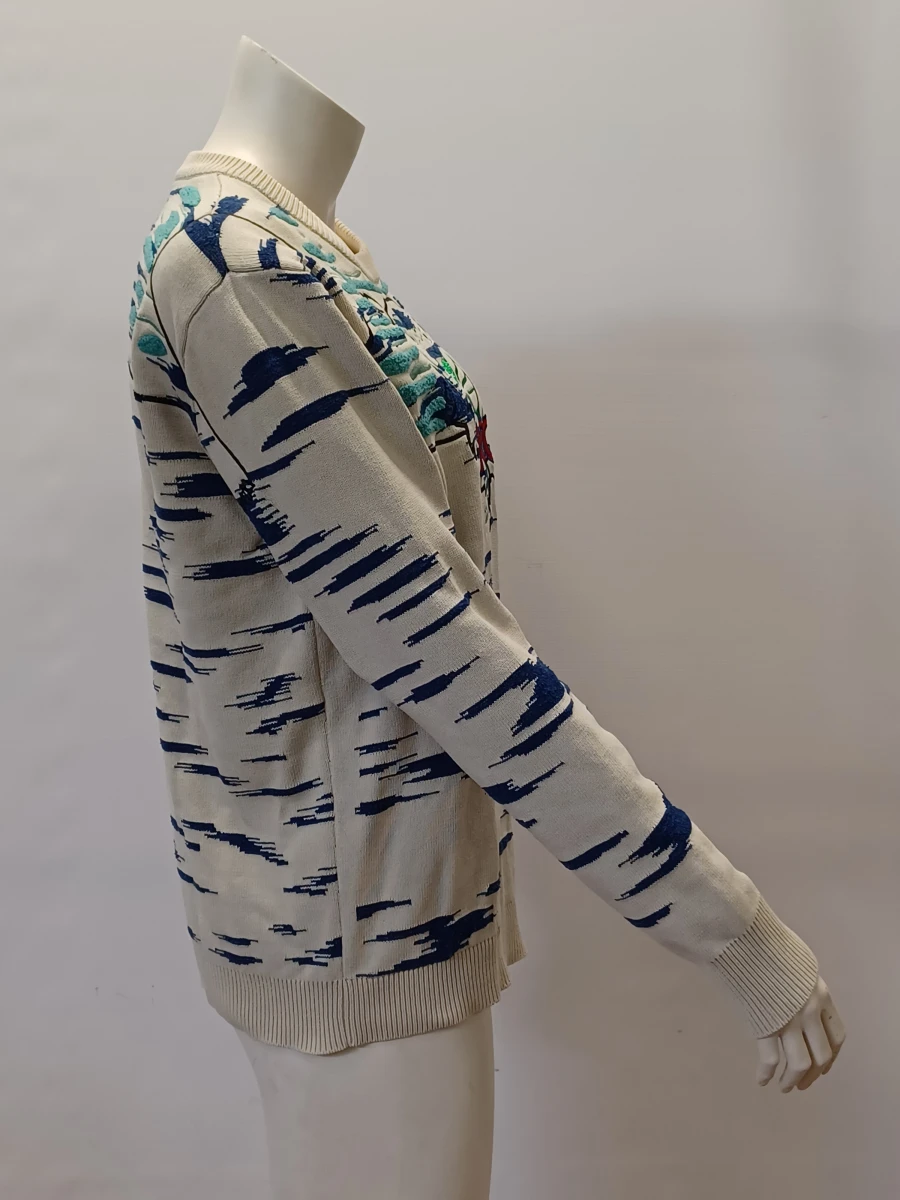 Originele Kenzo Paris Tiger Motif herentrui - Ecru-blauw - foto 2