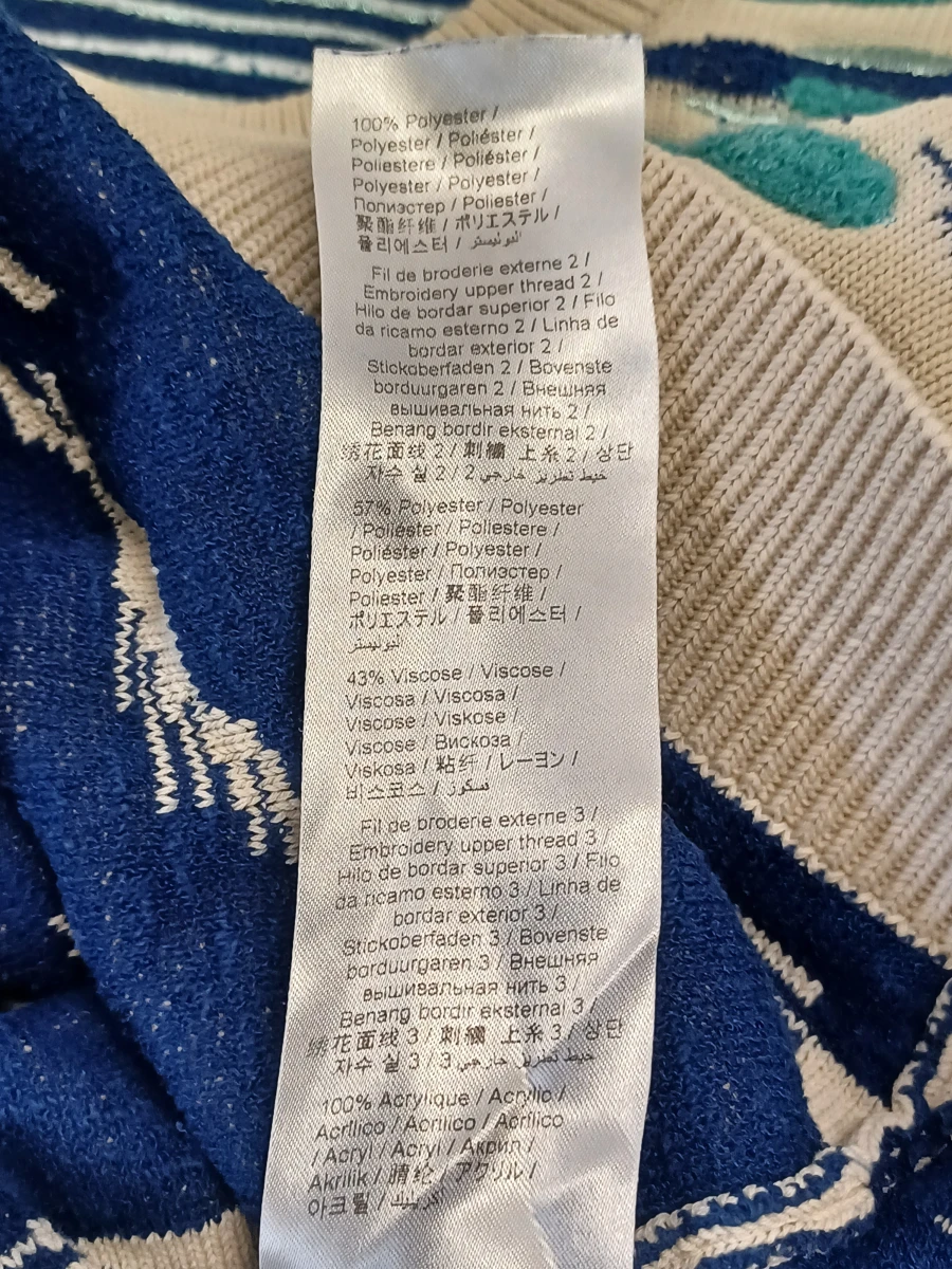 Originele Kenzo Paris Tiger Motif herentrui - Ecru-blauw - foto 14