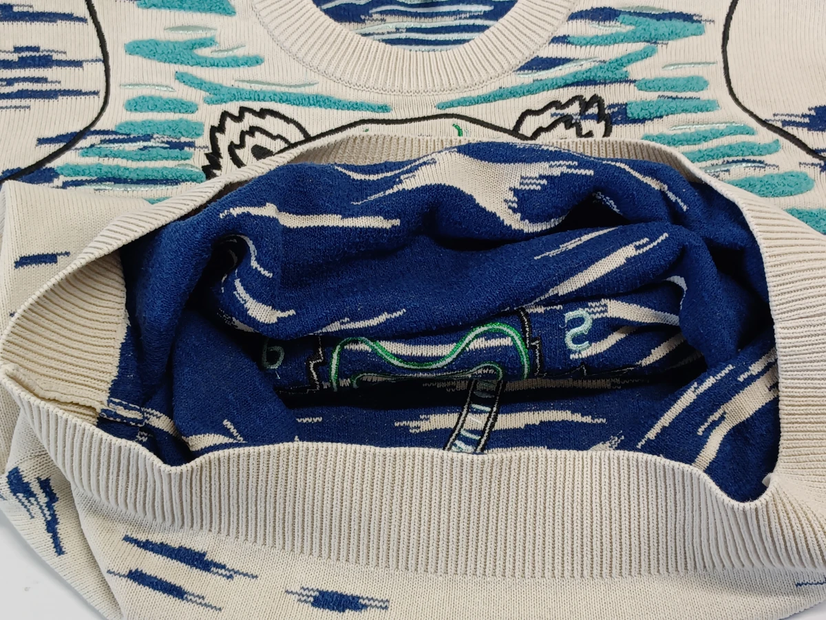 Originele Kenzo Paris Tiger Motif herentrui - Ecru-blauw - foto 12
