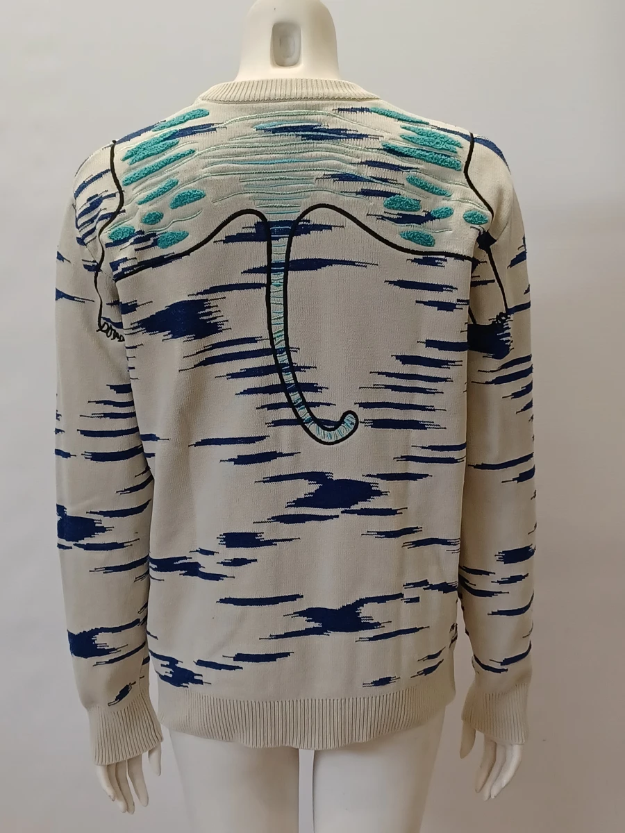 Originele Kenzo Paris Tiger Motif herentrui - Ecru-blauw - foto 3