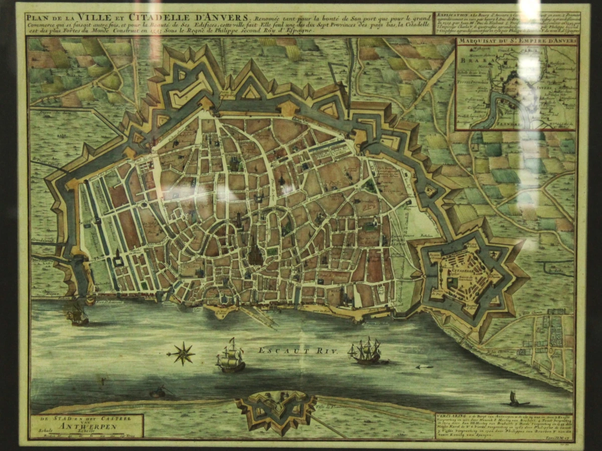 Antieke kopergravure Antwerpen - Abraham Jansz. Deur (1640 - 1719)