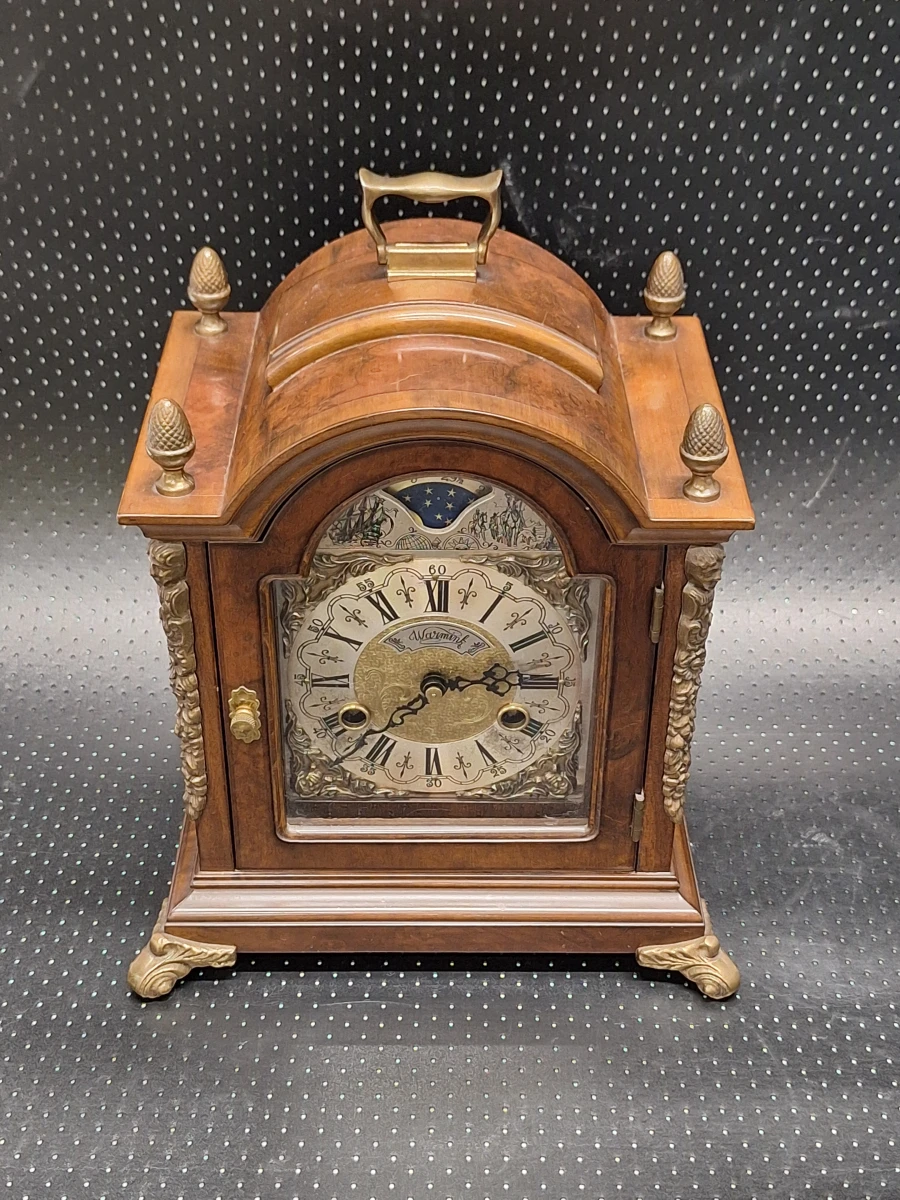 Vintage Warmink WUBA tafelklok met maanstand - mechanisch 8-daags uurwerk - foto 3