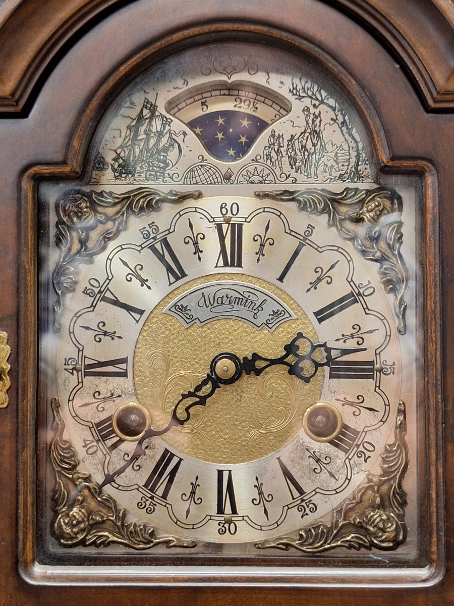 Vintage Warmink WUBA tafelklok met maanstand - mechanisch 8-daags uurwerk - foto 4