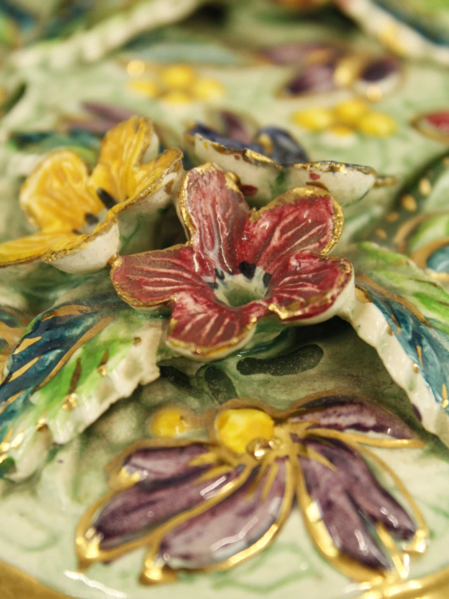Hubert Bequet vintage Majolica/Barbotine keramisch juwelendoosje 1950