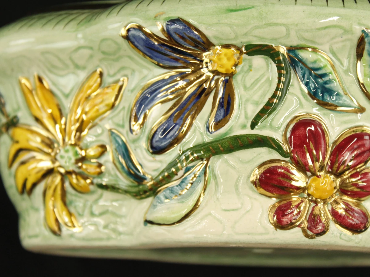 Hubert Bequet vintage Majolica/Barbotine keramisch juwelendoosje 1950