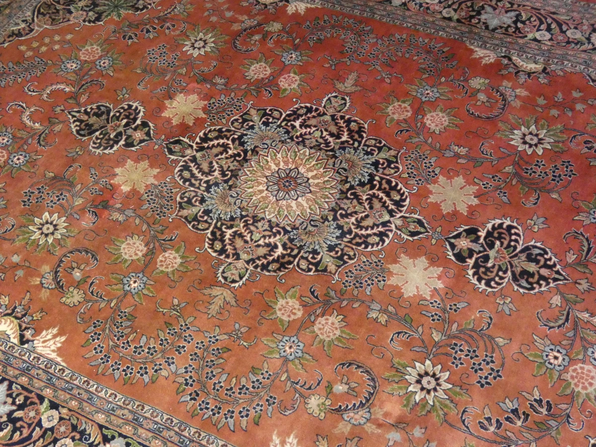 Handgeweven wollen vloerkleed met Kashan-patroon - 348 × 245 cm