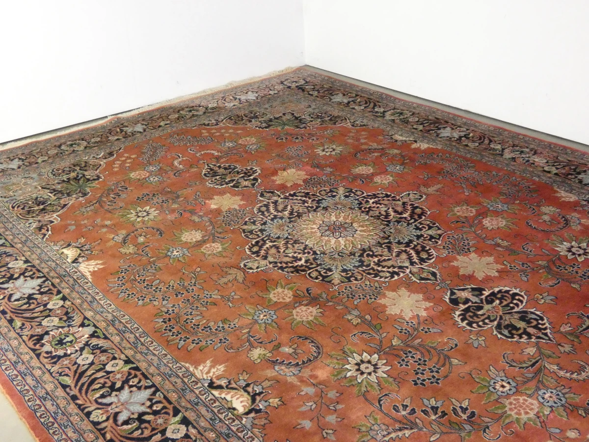 Handgeweven wollen vloerkleed met Kashan-patroon - 348 × 245 cm