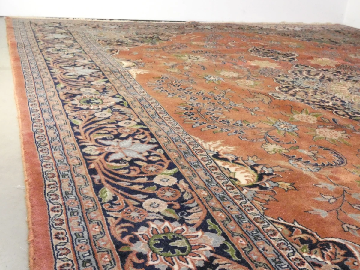 Handgeweven wollen vloerkleed met Kashan-patroon - 348 × 245 cm