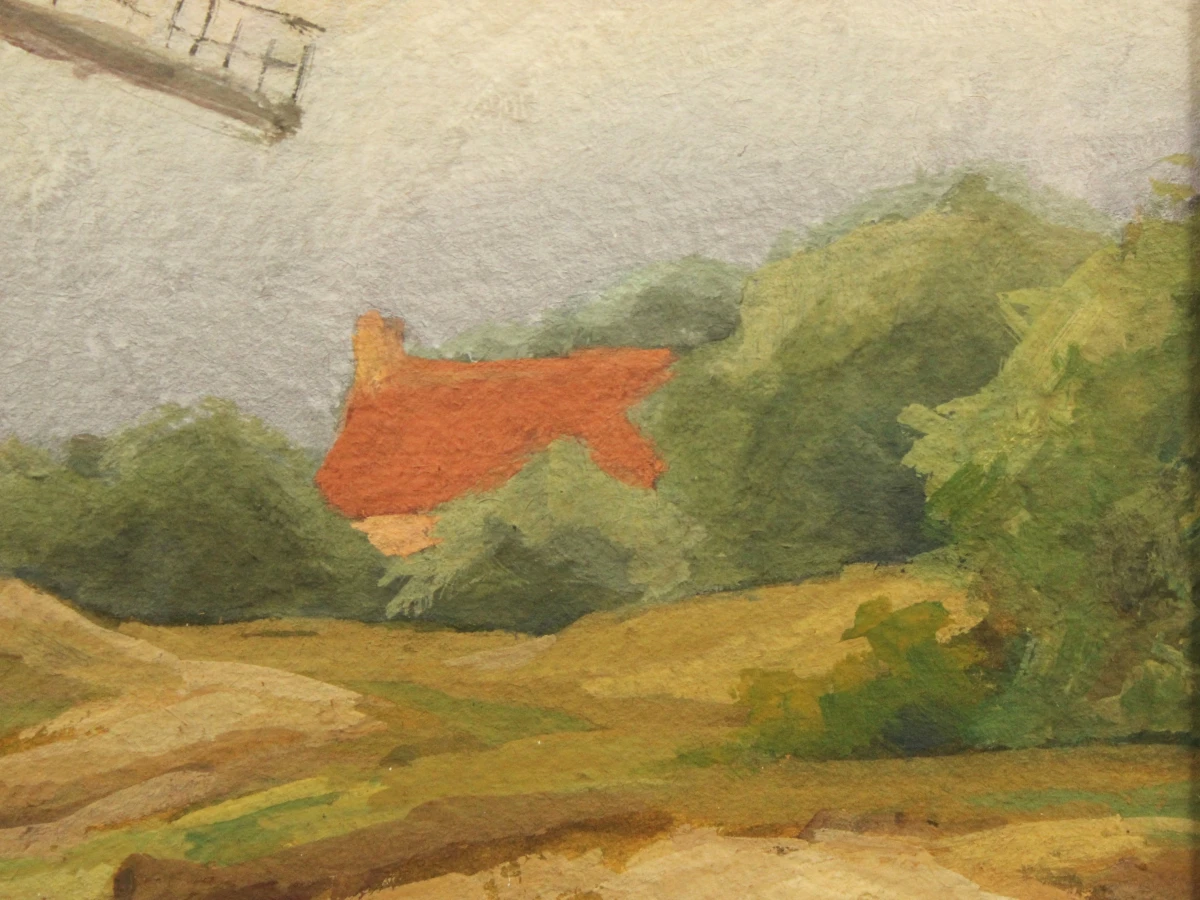 Gouache landschap met windmolen - Edgard Farasyn (1858-1938)