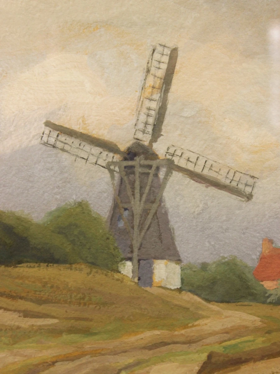 Gouache landschap met windmolen - Edgard Farasyn (1858-1938)