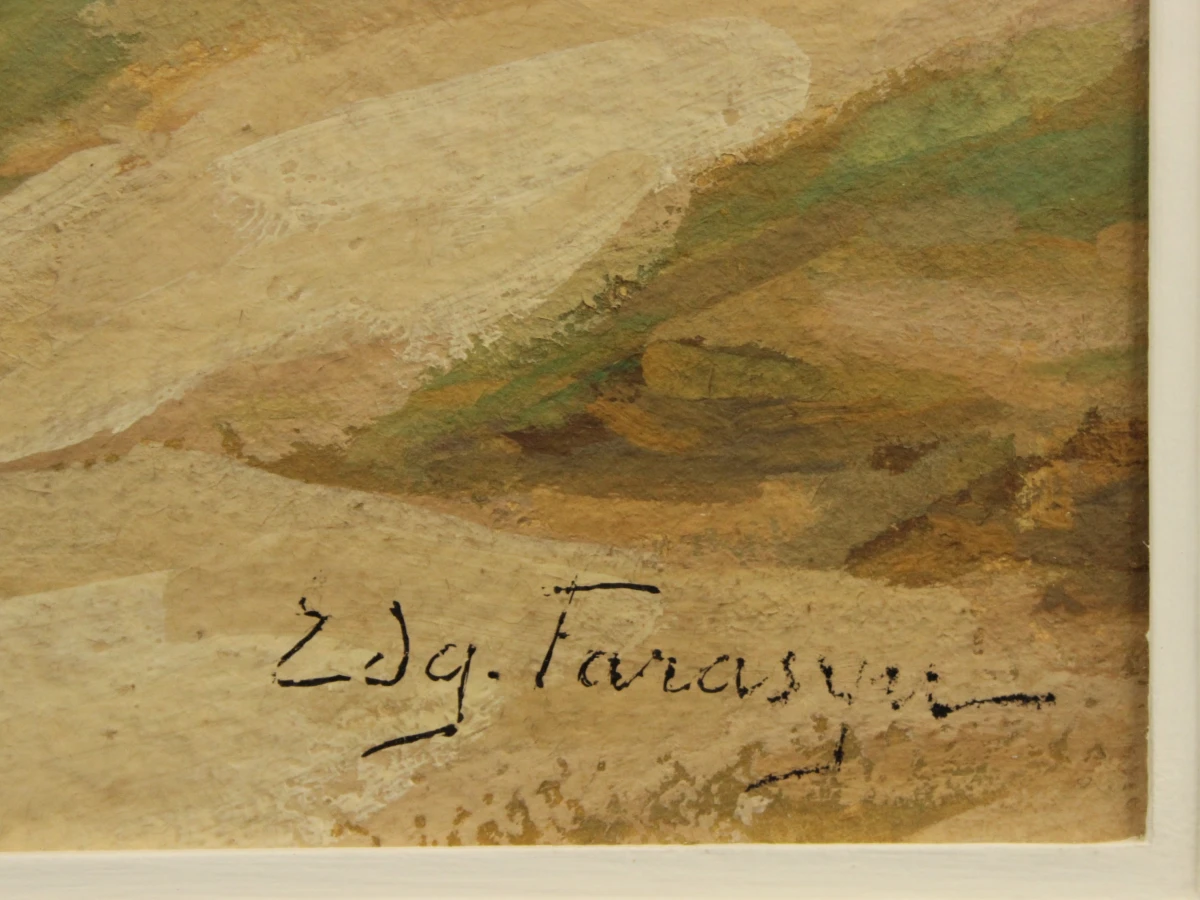 Gouache landschap met windmolen - Edgard Farasyn (1858-1938)