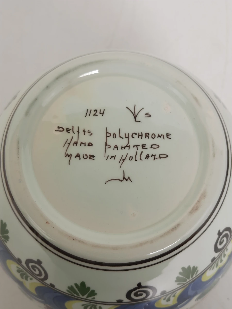 Prachtige Delfts Polychroom Gemberpot met Deksel – Handgeschilderd – Nr. 1124