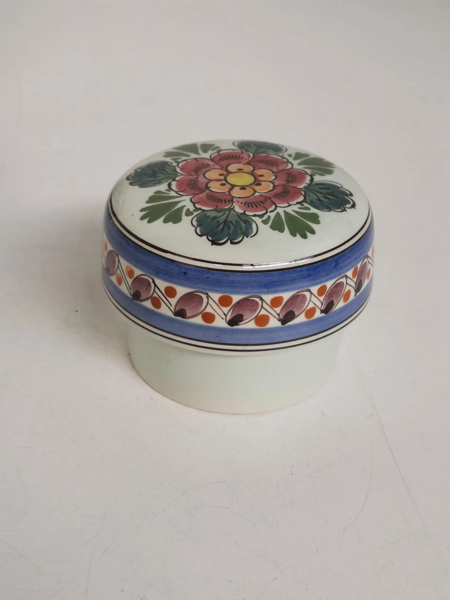 Prachtige Delfts Polychroom Gemberpot met Deksel – Handgeschilderd – Nr. 1124
