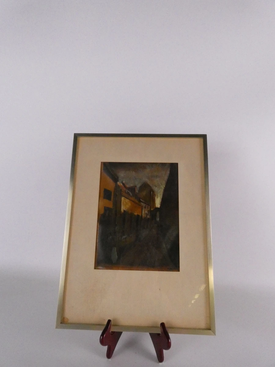 Olieverf kunstwerk-dorpsstraat uitzicht