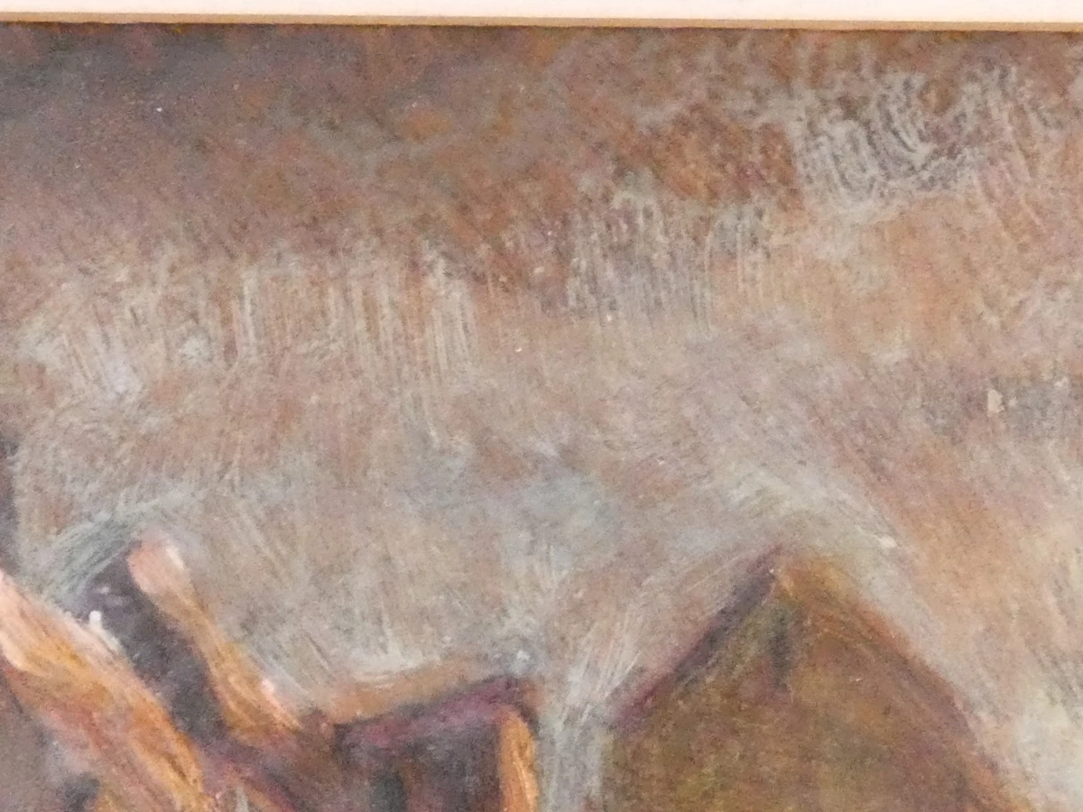 Olieverf kunstwerk-dorpsstraat uitzicht