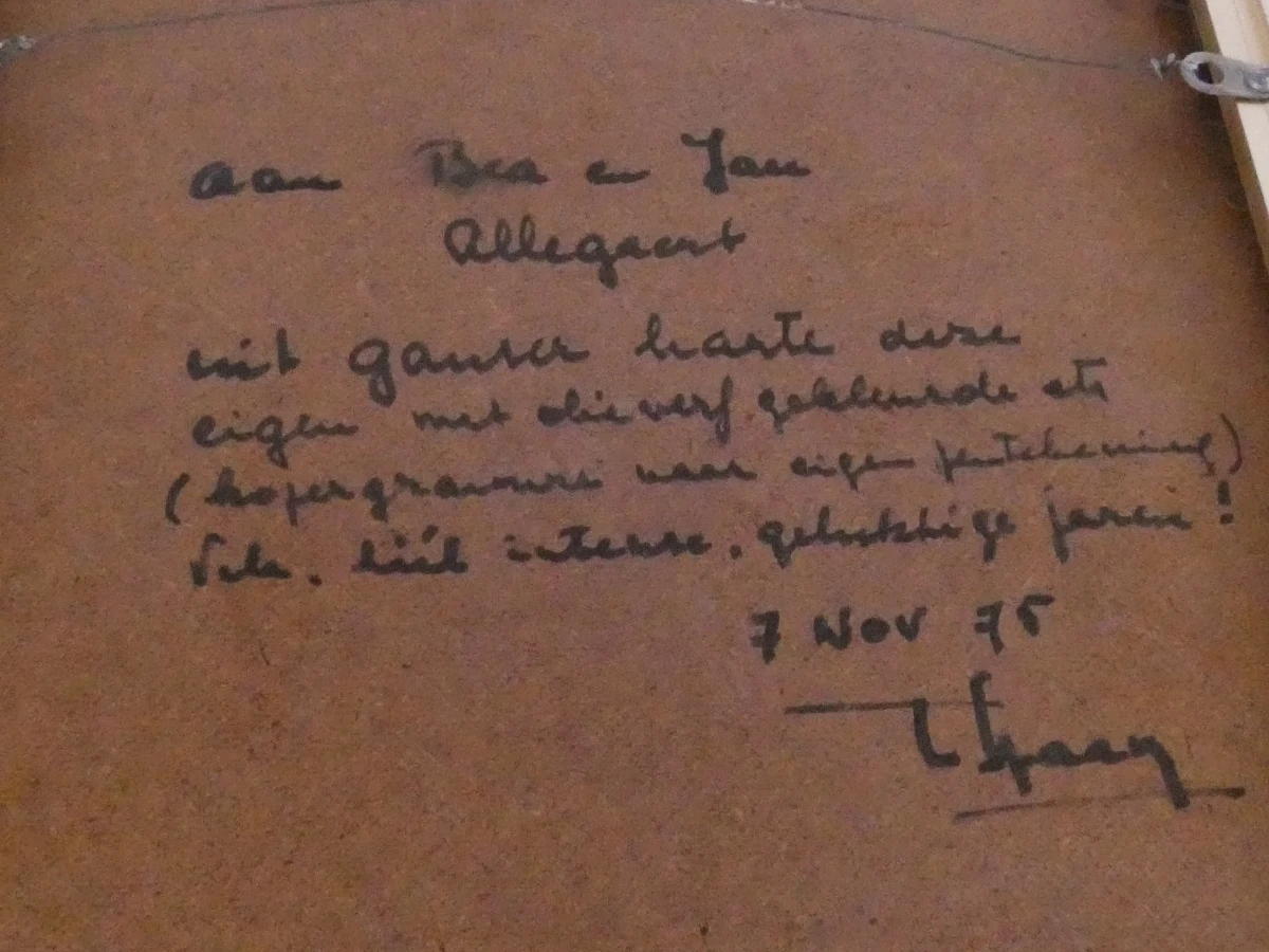 Olieverf kunstwerk-dorpsstraat uitzicht