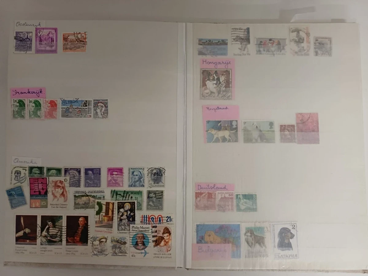 Verzameling postzegels met albums en losse zegels