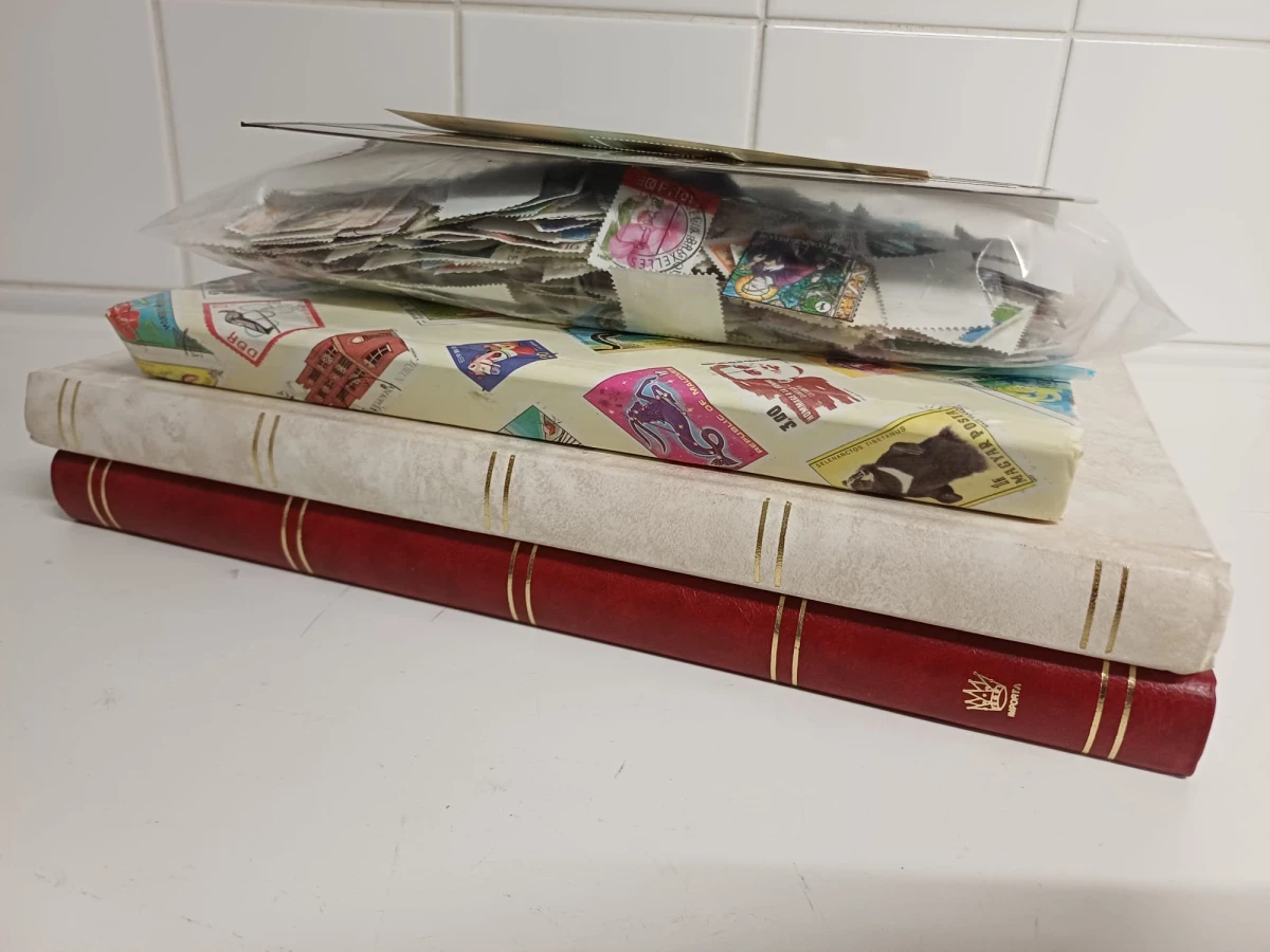 Verzameling postzegels met albums en losse zegels