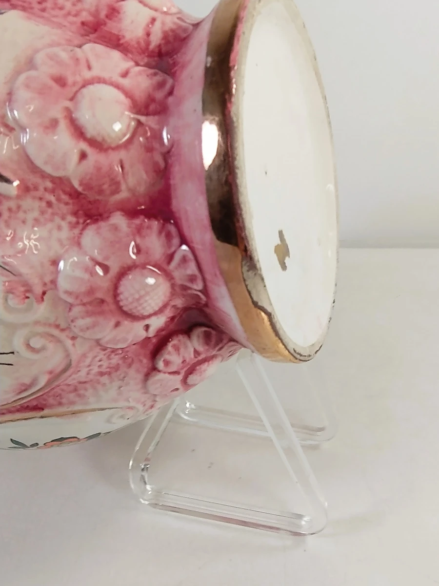 Vintage keramische siervaas met reliëfdecor en dubbele oren - foto 5