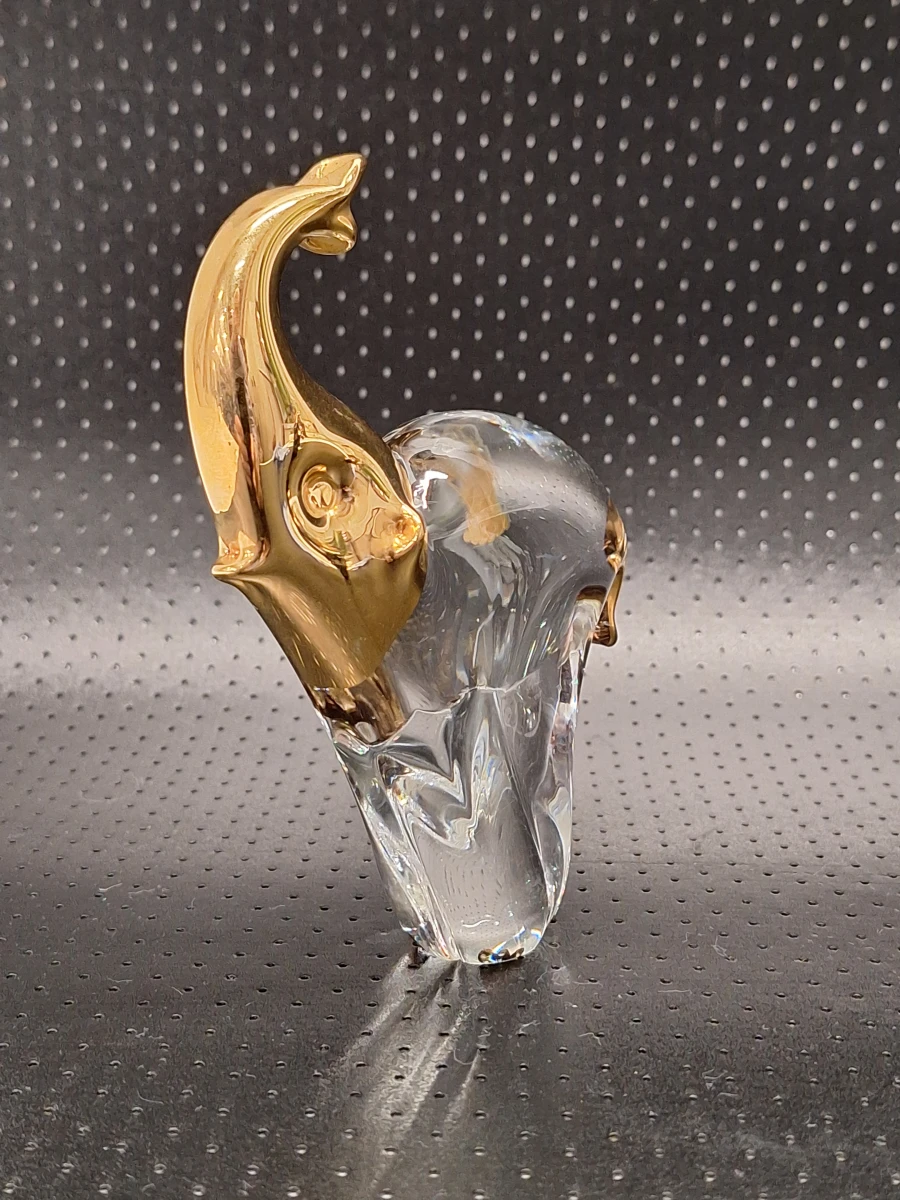 Exclusieve set vintage Venetiaans glazen figuurtjes - Olifant en Maanvis met 24k goudaccenten - foto 3
