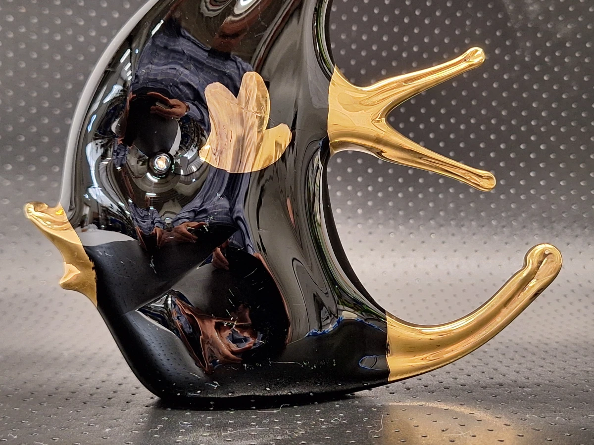 Exclusieve set vintage Venetiaans glazen figuurtjes - Olifant en Maanvis met 24k goudaccenten - foto 10