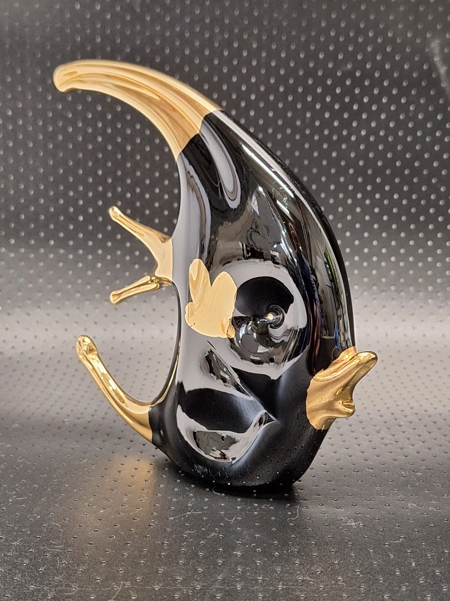 Exclusieve set vintage Venetiaans glazen figuurtjes - Olifant en Maanvis met 24k goudaccenten - foto 7