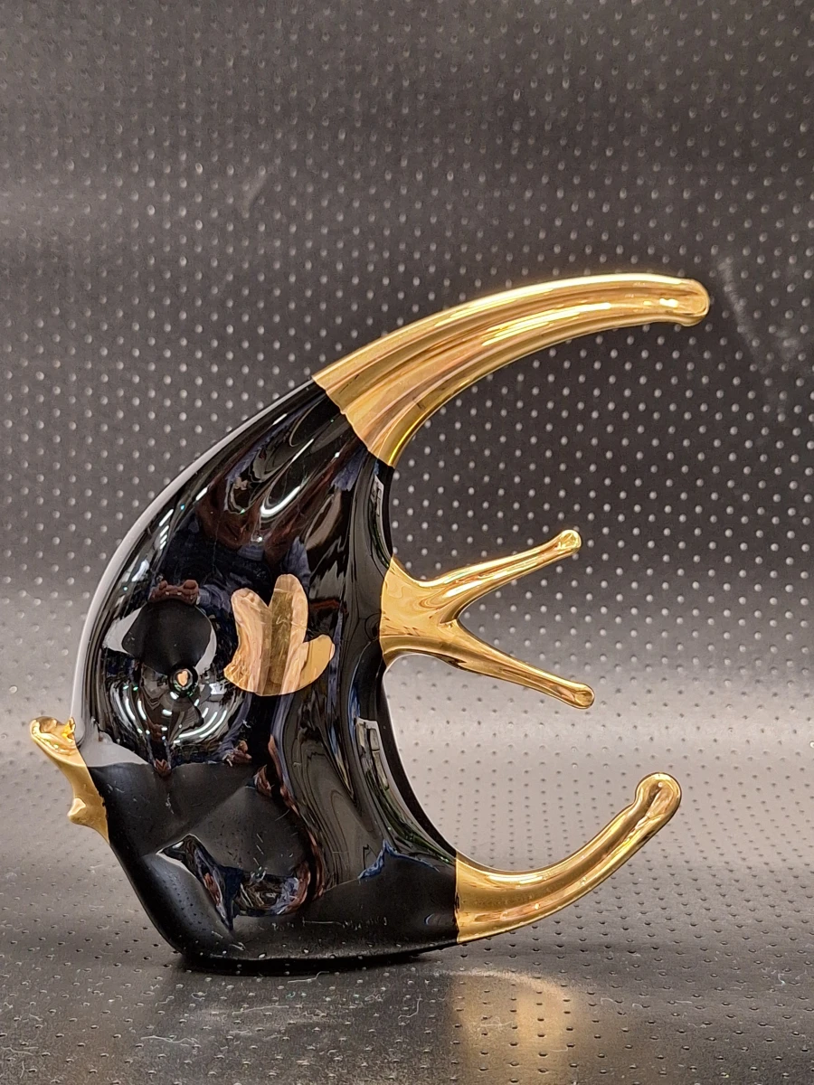 Exclusieve set vintage Venetiaans glazen figuurtjes - Olifant en Maanvis met 24k goudaccenten - foto 8