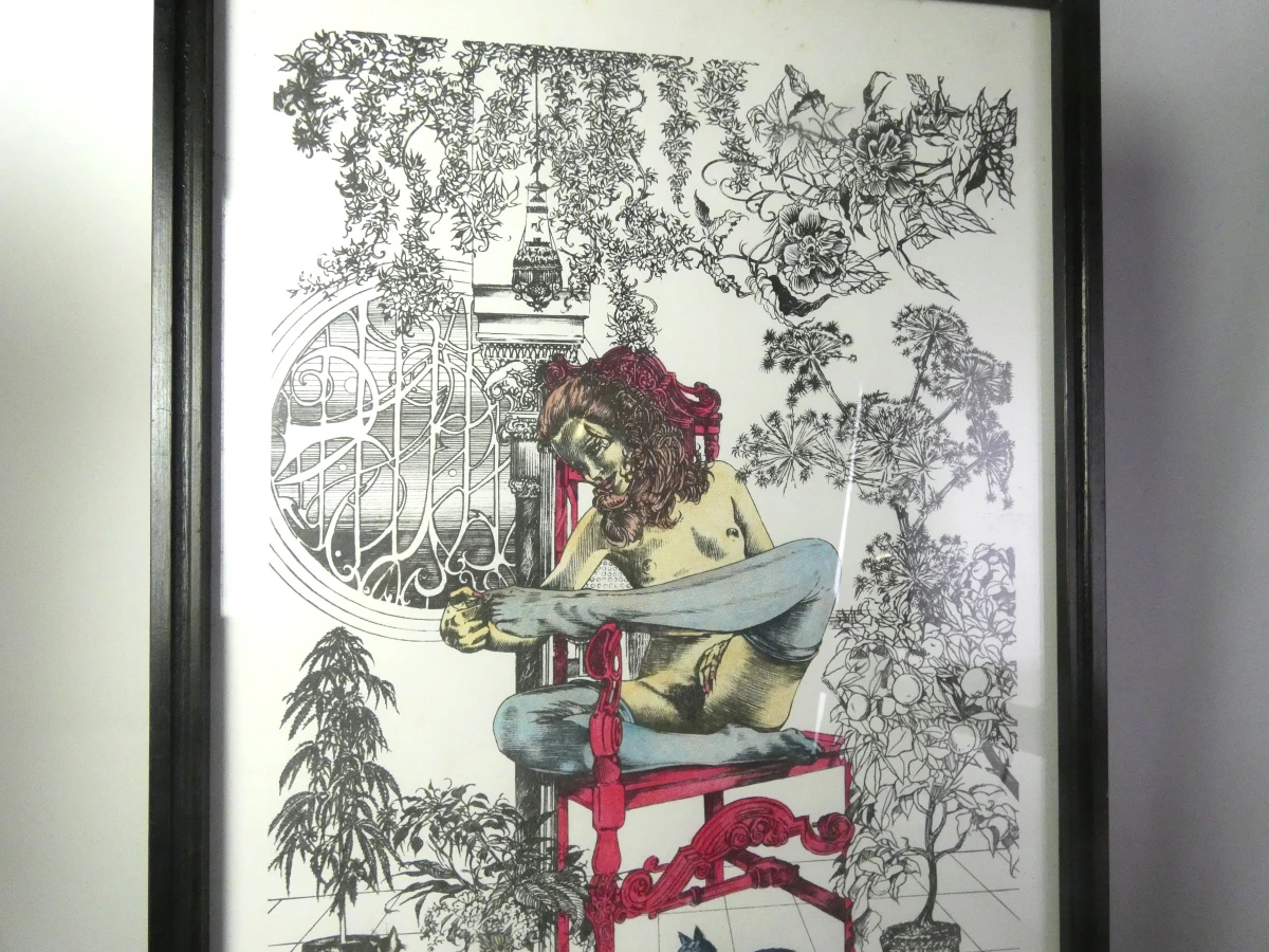 Gesigneerde litho 'Jeune fille aux chats' van Jean Goffart, 2/50