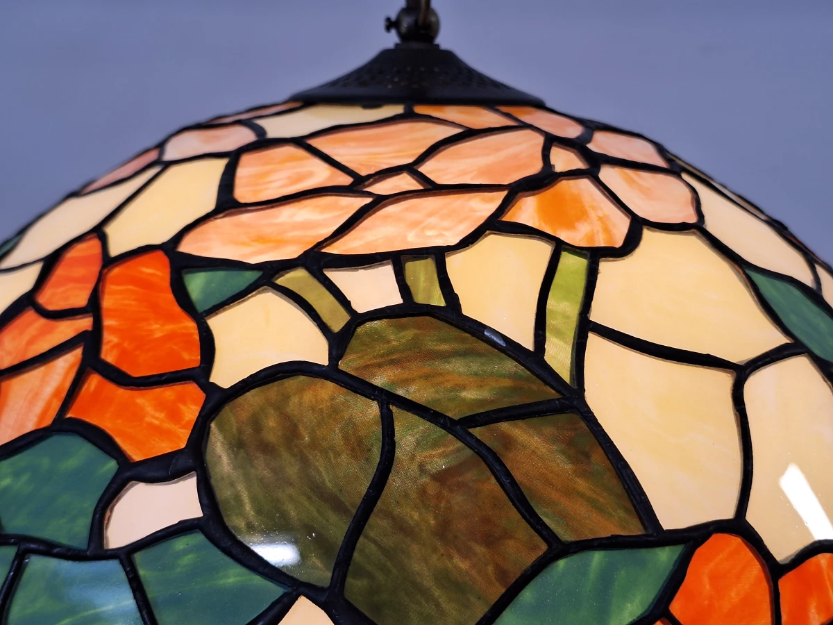 Kleurrijke Tiffany-stijl plafondlamp met bloemendecor - foto 4