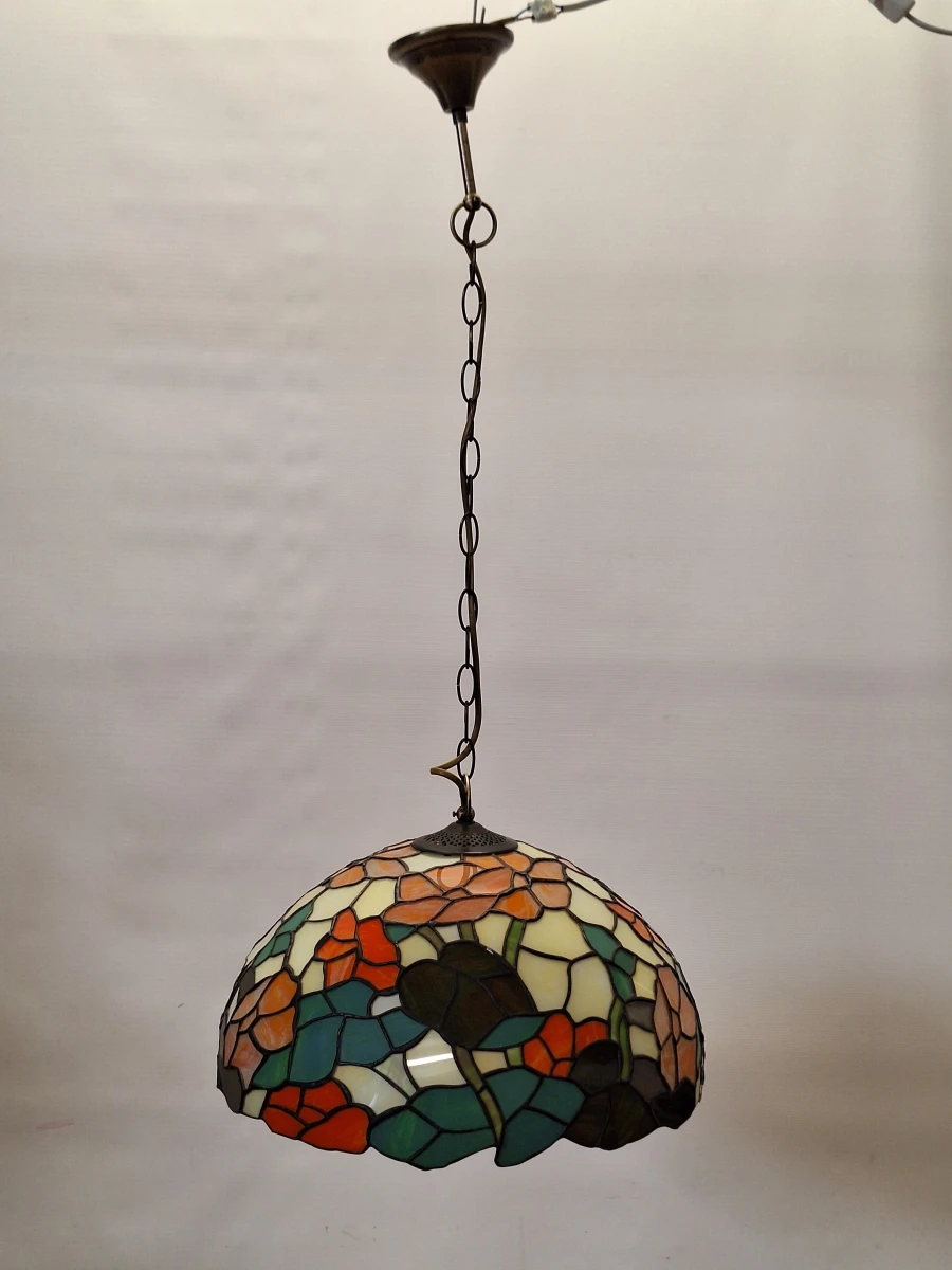 Kleurrijke Tiffany-stijl plafondlamp met bloemendecor - foto 9