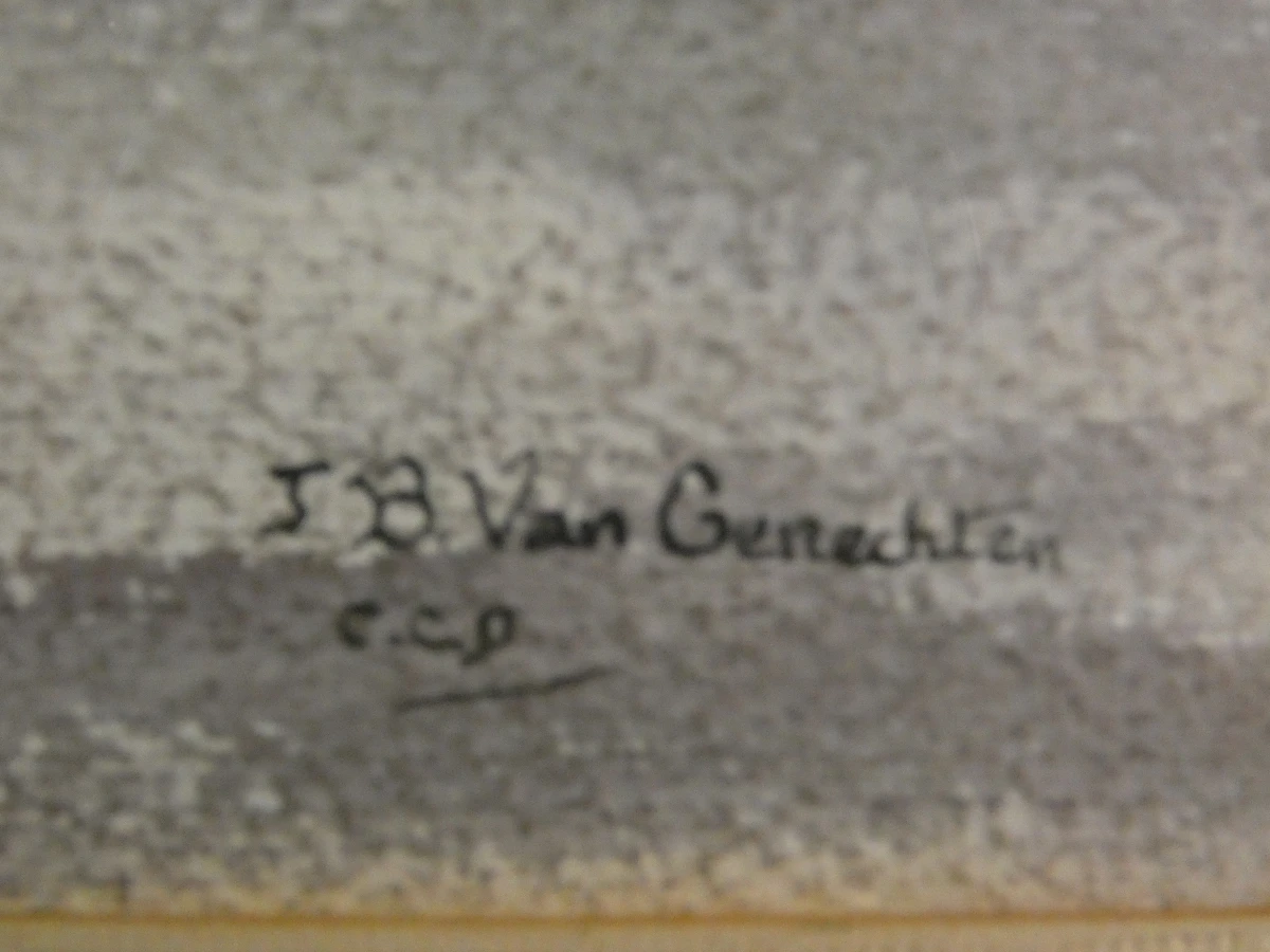 Aquarel zeilboten J.B. Van Genechten in lijst