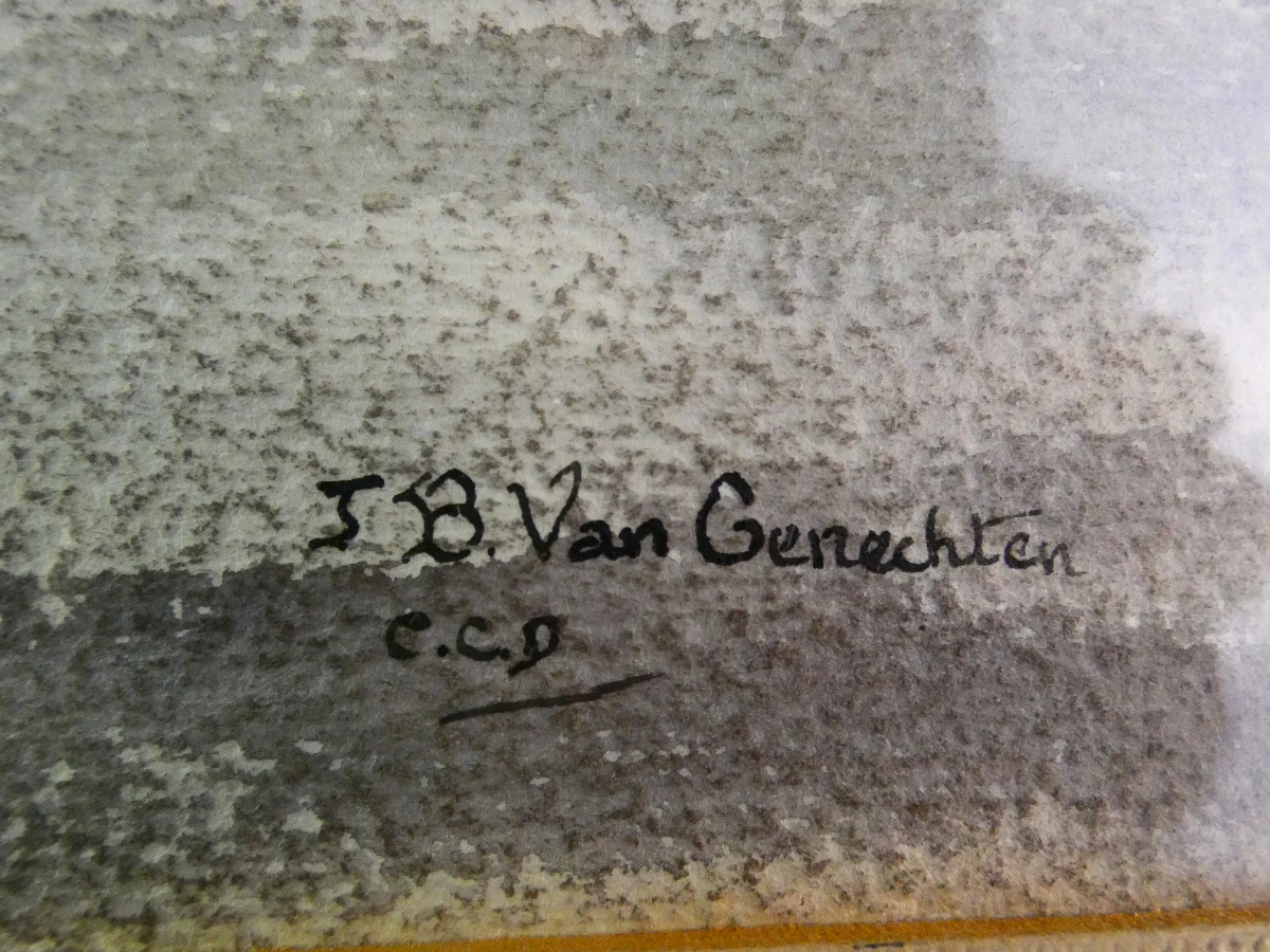 Aquarel zeilboten J.B. Van Genechten in lijst