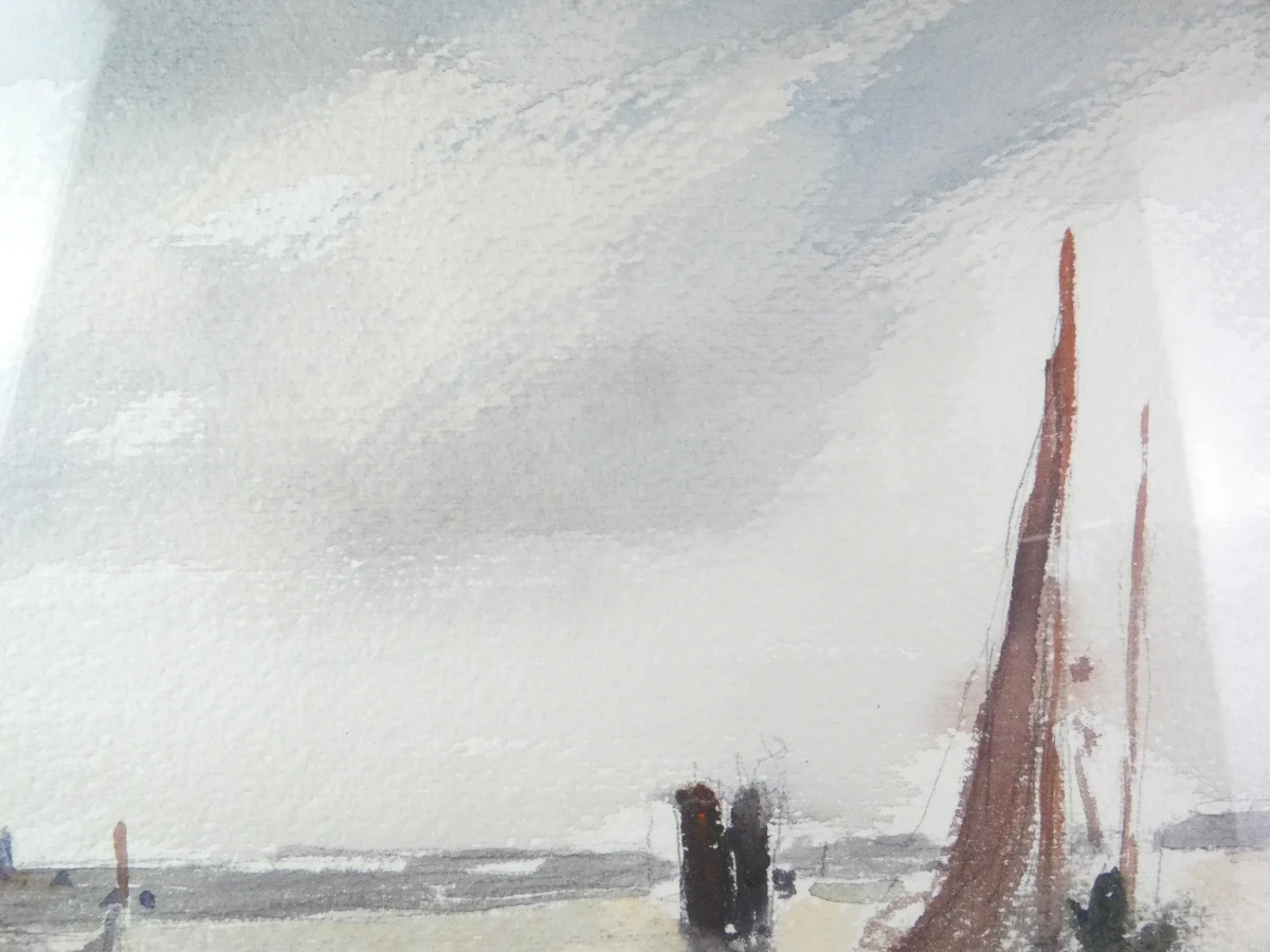 Aquarel zeilboten J.B. Van Genechten in lijst