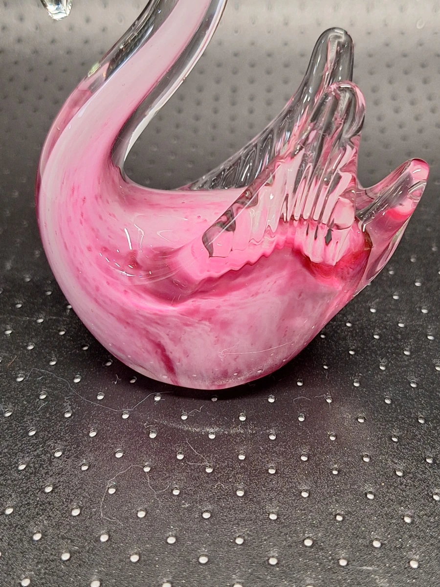 Set van 3 ambachtelijke glazen zwanen – Roze en blauw - foto 8