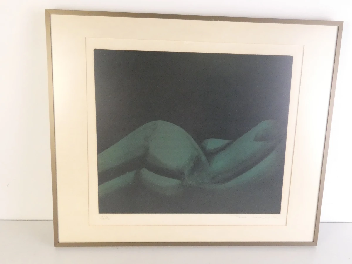 Ingelijste litho in donkere tinten