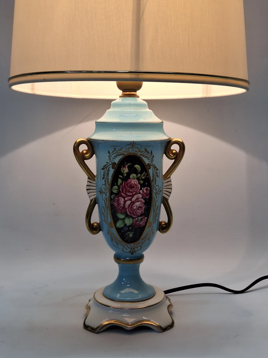 Vintage porseleinen tafellamp met rozen – Sèvres-stijl - foto 6