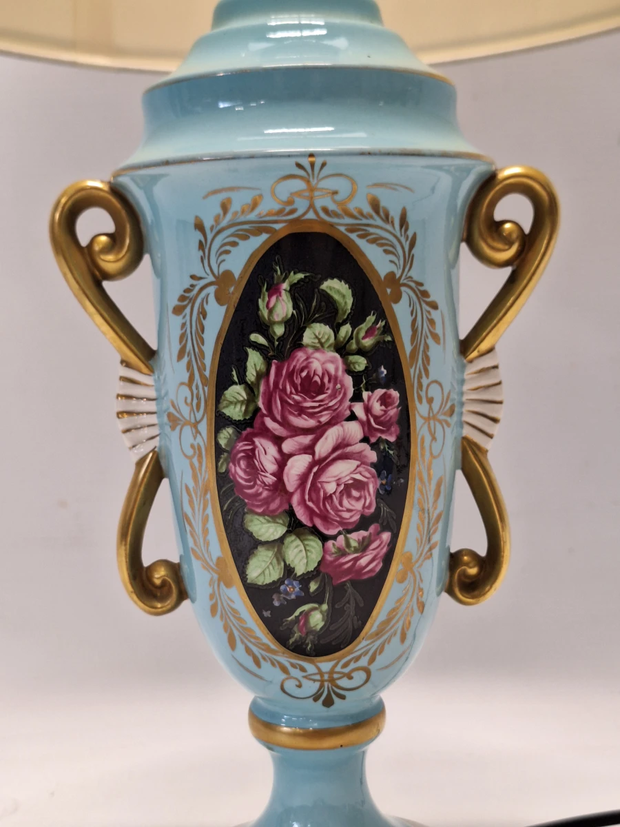 Vintage porseleinen tafellamp met rozen – Sèvres-stijl - foto 11