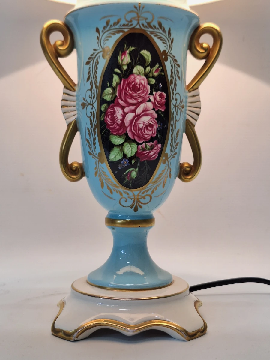 Vintage porseleinen tafellamp met rozen – Sèvres-stijl - foto 7