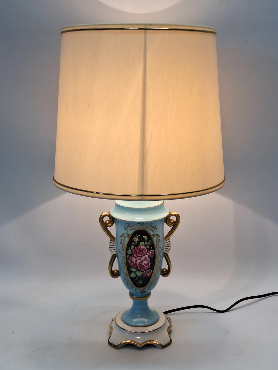 Vintage porseleinen tafellamp met rozen – Sèvres-stijl - foto 5