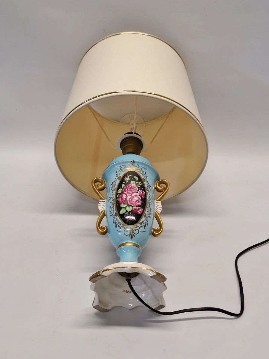 Vintage porseleinen tafellamp met rozen – Sèvres-stijl - foto 2