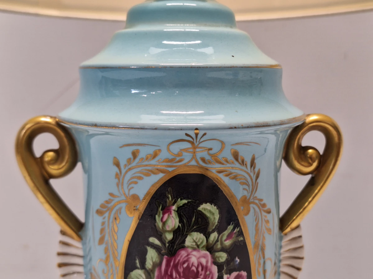 Vintage porseleinen tafellamp met rozen – Sèvres-stijl - foto 13