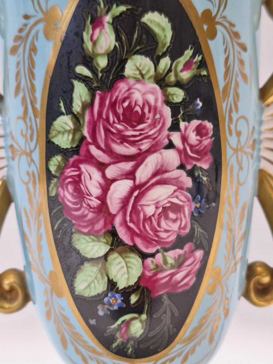 Vintage porseleinen tafellamp met rozen – Sèvres-stijl - foto 12