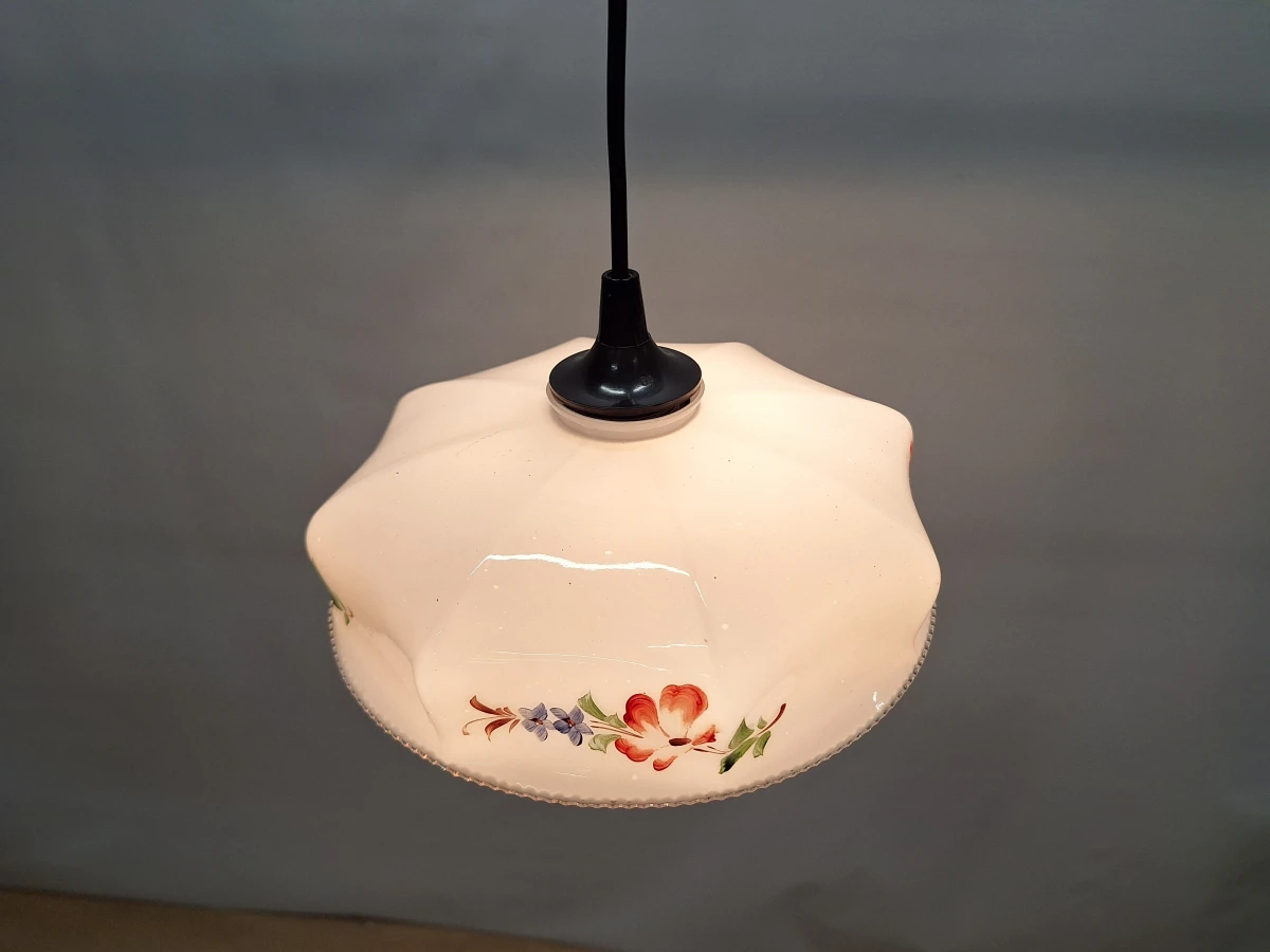 Vintage plafondlamp met 2 extra glazen lampenkappen - foto 9
