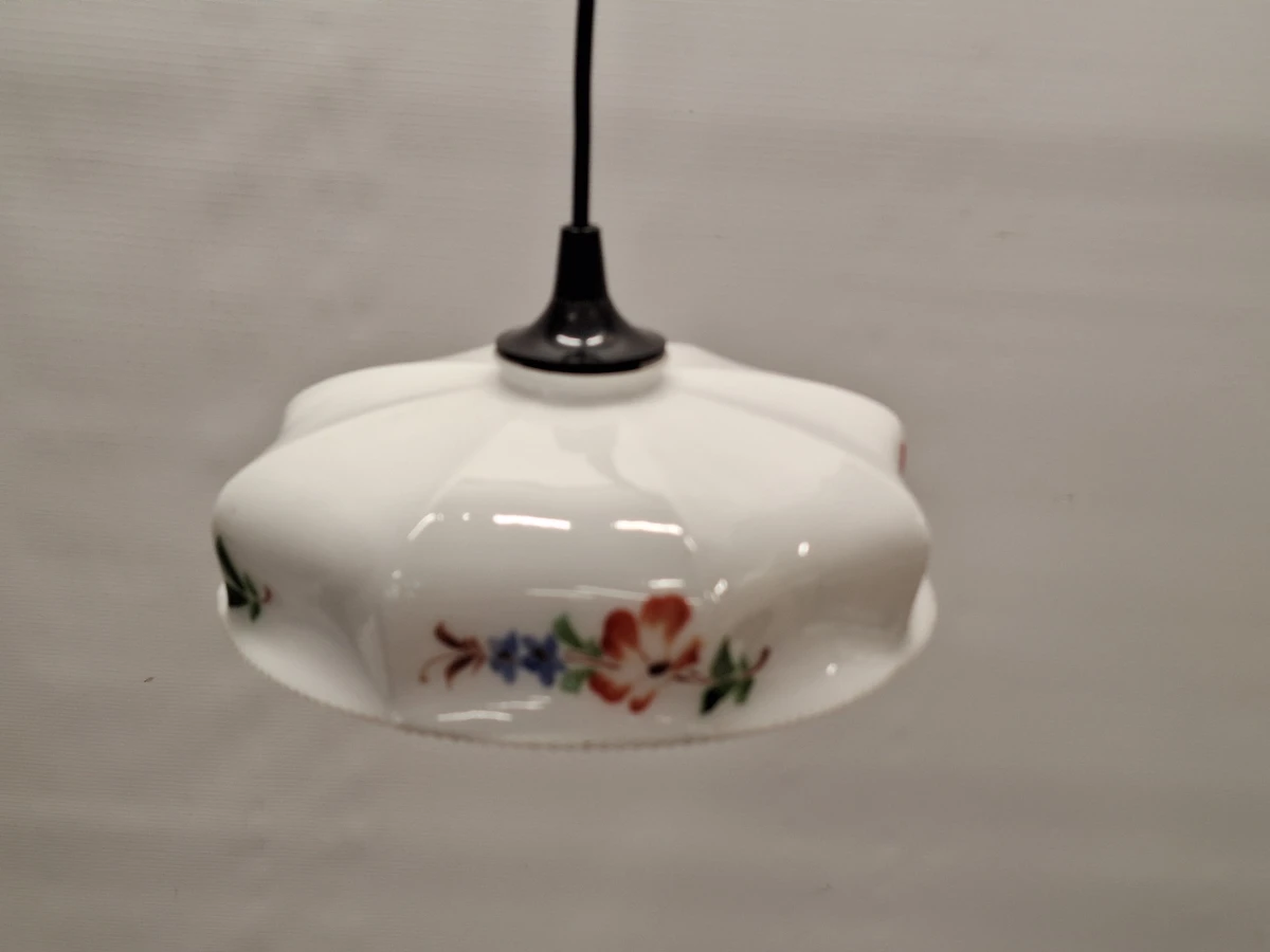 Vintage plafondlamp met 2 extra glazen lampenkappen - foto 11