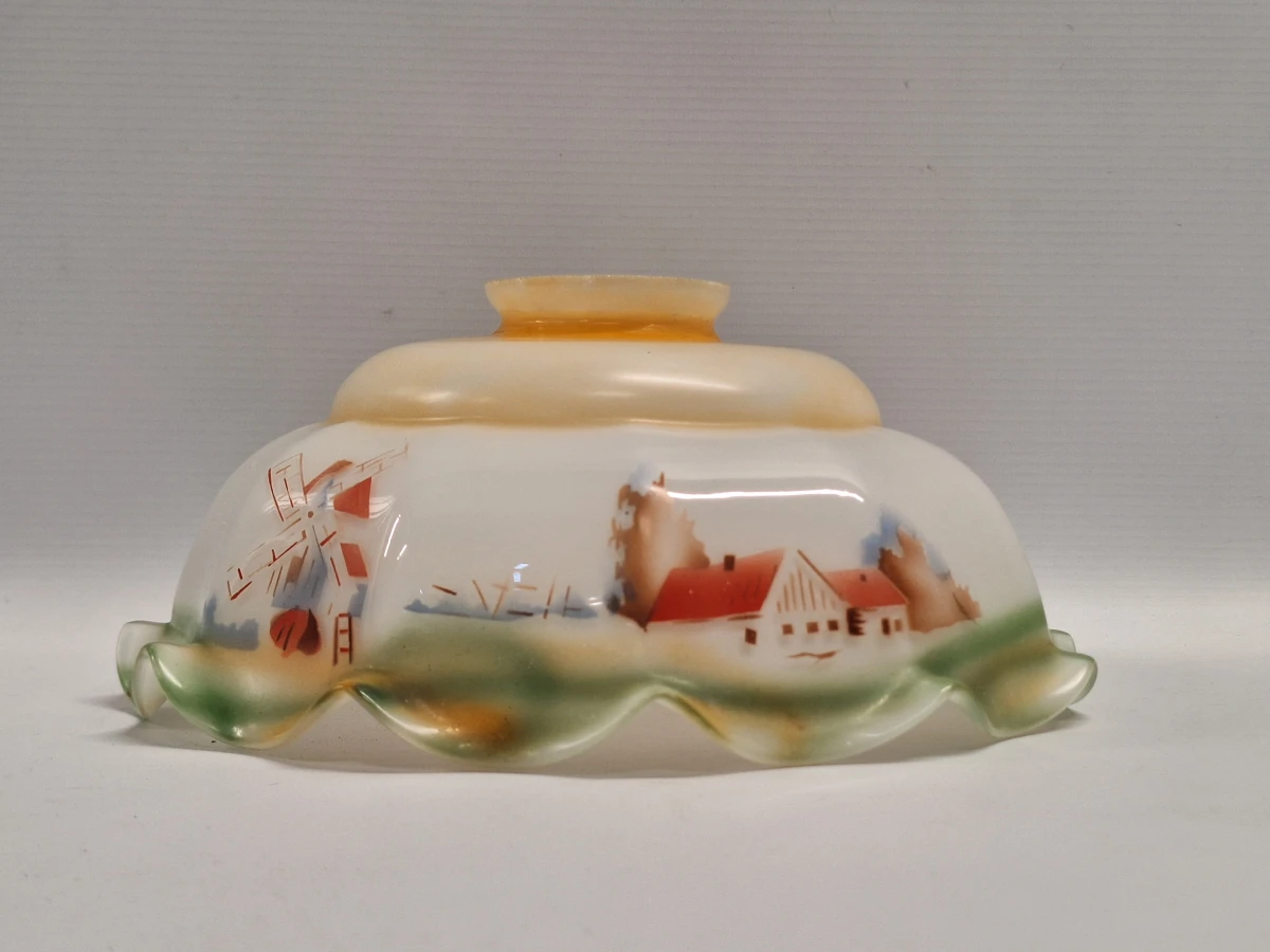 Vintage plafondlamp met 2 extra glazen lampenkappen - foto 15