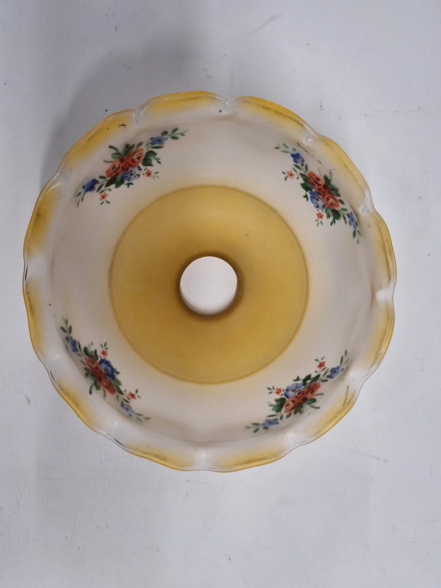 Vintage plafondlamp met 2 extra glazen lampenkappen - foto 2