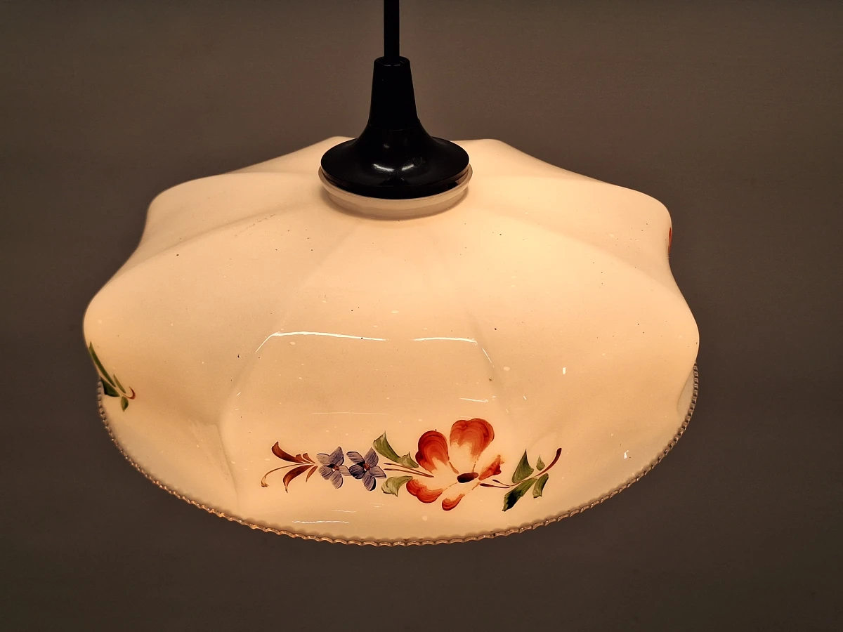 Vintage plafondlamp met 2 extra glazen lampenkappen - foto 5
